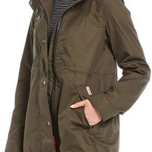 HUNTER Original Cotton Smock Water Resistant Hooded Rain Jacket